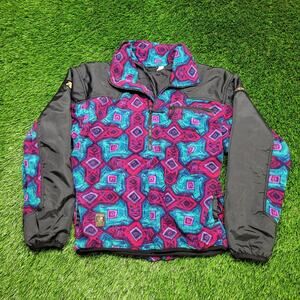 Vintage 80s 90s Descente Anorak Aztec Fleece Jacket S Fits M/L Ski Gorpcore